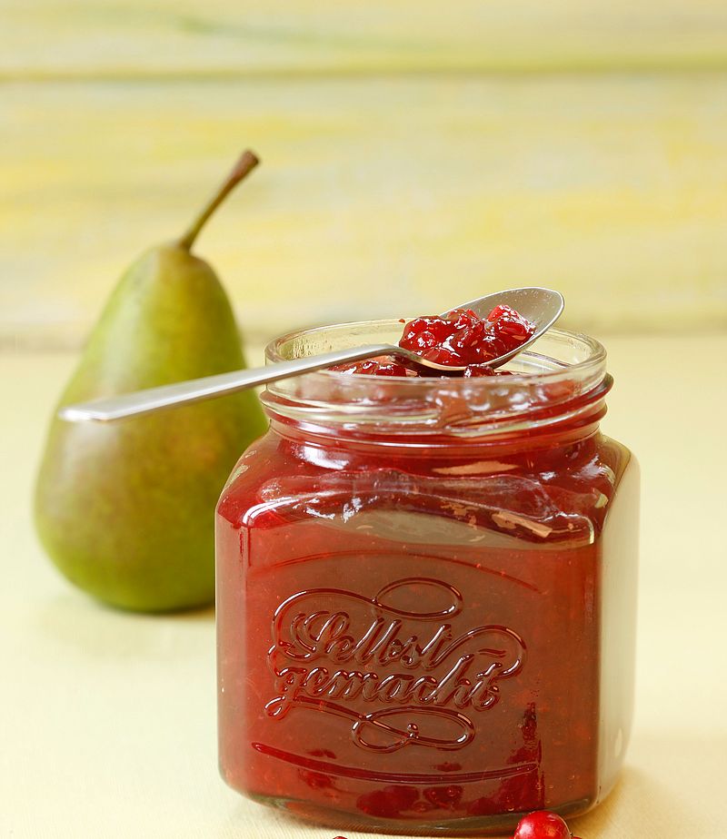 Birnenmarmelade mit Cranberries